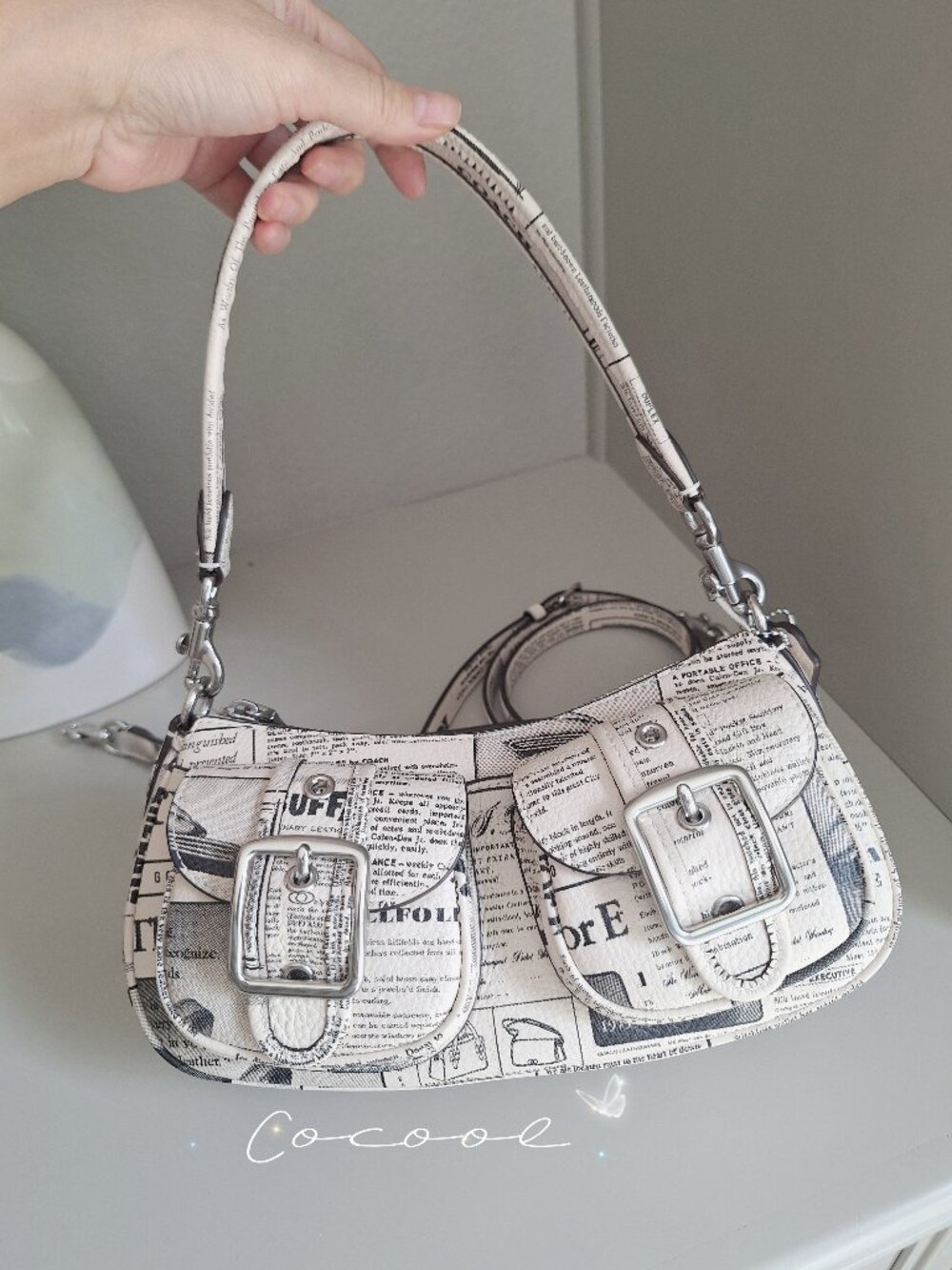 NWT Coach Ashton Shoulder Bag With Newspaper Print CDC12